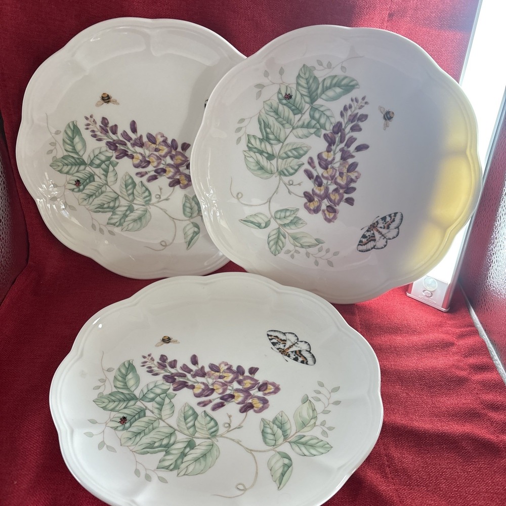 Set of 3 Lenox Butterfly Meadow Plates 9"